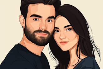 draw a vector art family portrait