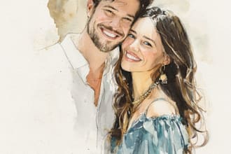 custom watercolor family portrait from photo