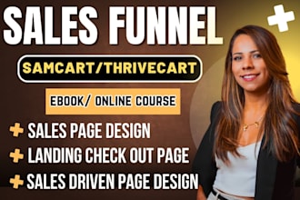 build thrivecart samcart sales funnel, ebook online course landing sales page