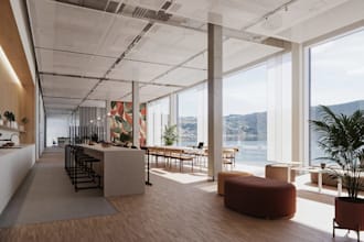 renew 3d restaurant interior, commercial dinning space,break room, cgi furniture