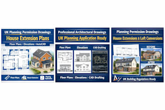 create UK planning permission drawings, floor plans and elevations