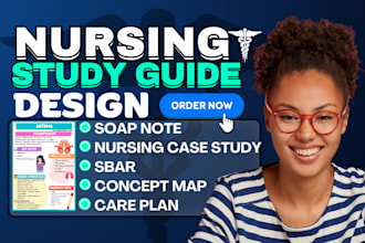 design nursing study guide, medical journal presentation, textbook for student