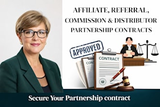 prepare affiliate, referral, commission and distributor partnership contracts