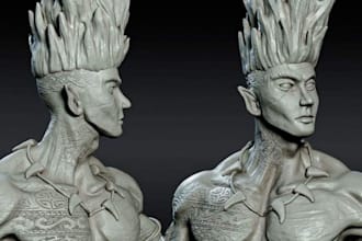 sculpt realistic 3d head, bust, statues, bust model, 3d face model for printing