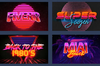 create 80s vintage chrome design with a futuristic 80s logo