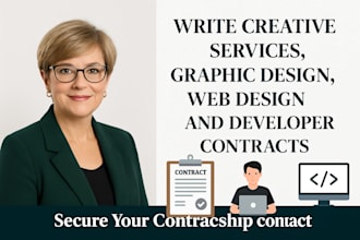 write creative services, graphic design, web design and developer contracts