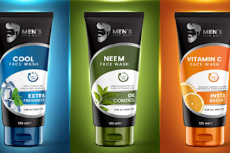 design cosmetic label, cosmetic packaging, skincare label, and product packaging