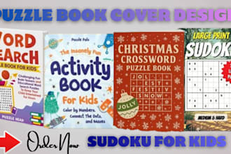 create amazing KDP book cover design adult, kids coloring puzzle book