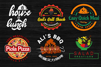 do restaurant, bar, nightclub, pizza, bbq, food logo and t shirt design