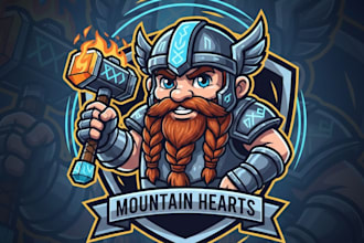 do a dwarf mascot logo with t shirt design