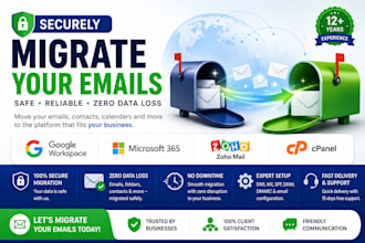 securely migrate your emails to google workspace, microsoft 365, zoho and cpanel