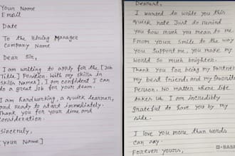 beautifully handwrite anything like letter or application