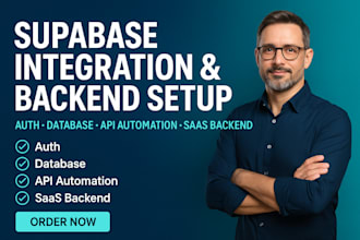 do supabase integration setup, auth, database, API automation backend saas
