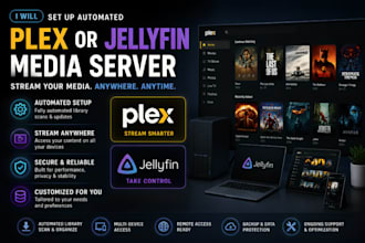 set up automated plex or jellyfin media server with iptv setup
