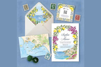 design an elegant wedding invitation suite