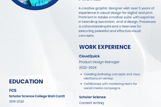 create a modern and professional CV or resume for you