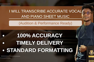 perfectly transcribe piano and vocal to PDF or midi