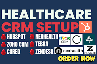 setup healthcare crm hubspot zoho cured nexhealth tebra zendesk keap bigcontacts