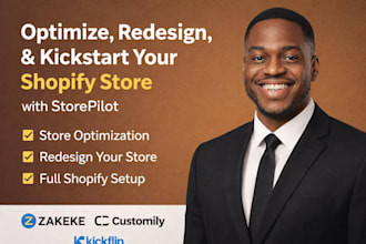 optimize shopify store redesign shopify store kickstart shopify storepilot