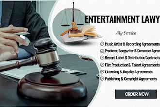 be your entertainment lawyer for music, film, and artist contracts