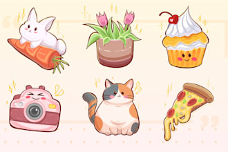 create cute clean object illustrations for you