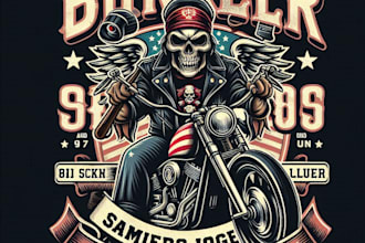 do custom vintage biker mascot logo with t shirt design