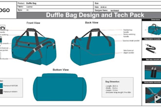 do techpack for baby carrier, pet bag, luggage, duffle bag spec trim measurement