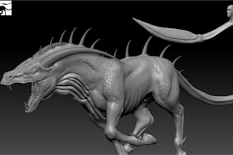 design 3d animals,character model,monster 3d creature modeling in zbrush,stl fbx