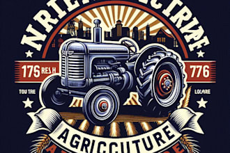 create a farming tractor mascot logo and merch t shirt design