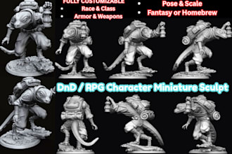 sculpt custom tabletop dnd miniature, rpg miniature, resin print model dnd stl
