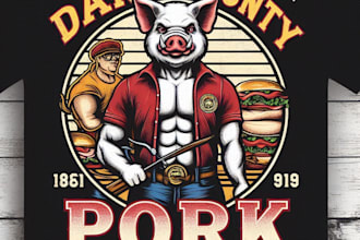 design high quality dane county pork mascot logo with t shirt design