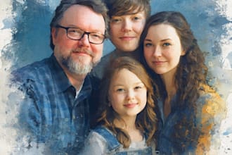 create amazing family portrait watercolor portrait