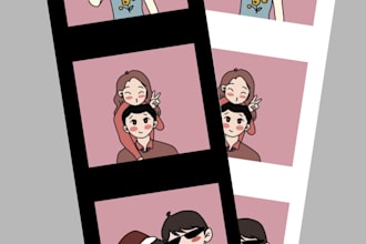 draw cute illustration in a photo lab style