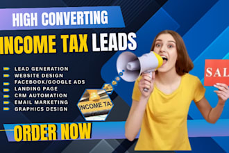 income tax leads tax preparation leads income tax landing page finance website