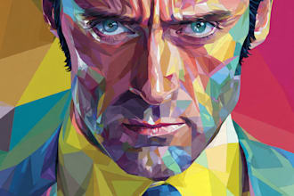 draw low poly or pop art illustration