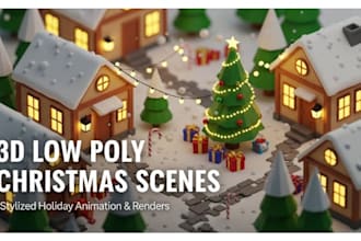 3d low poly christmas scenes stylized holiday animation low poly render designs