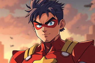 draw your character in cartoonish or marvel or anime style