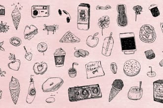 design a custom hand drawn doodle art icon set