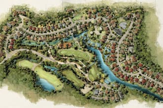 create master plan, site plan, or map illustration
