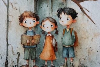 make a original watercolor children book traditional art