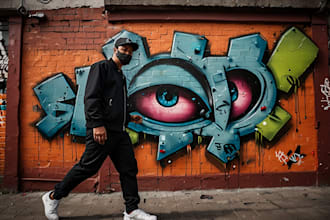 paint real graffiti art on the street wall