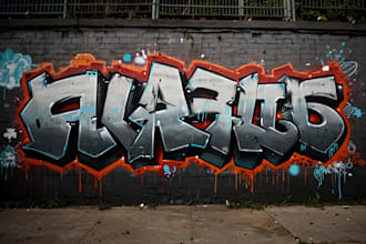 create a hand drawn tagging or throw up graffiti design