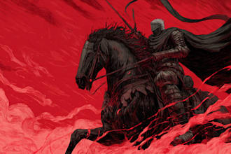 draw custom dark berserk style art in high quality