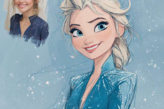 do cute disney cartoon portrait