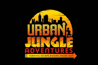 make modern action packed logo for urban escape games