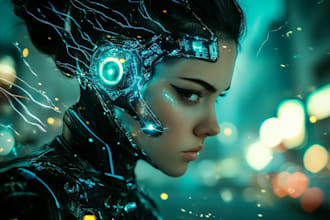 do a high quality sci fi character with glowing effects