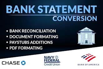 reconcile bank statement PDF to editable format