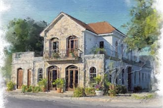 house and building photo into watercolor art