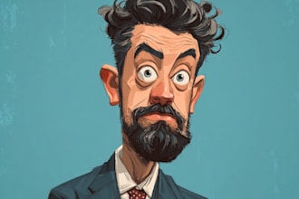 illustrate funny cartoon portraits and caricatures