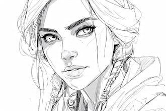 sketch your portrait in detailed line art style